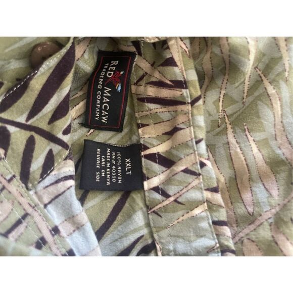 Red Macaw Men's Green Tropical Hawaiian Short Sleeve Button Down Shirt Size XXLT - Picture 3 of 15